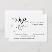 Typographie Swirl RSVP Script Response Card Rustiq (Devant / Derrière)