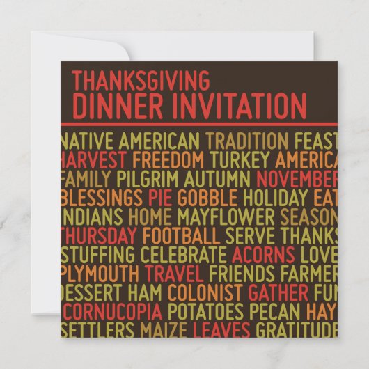 Typographie Thanksgiving Dîner Invitation (Devant)