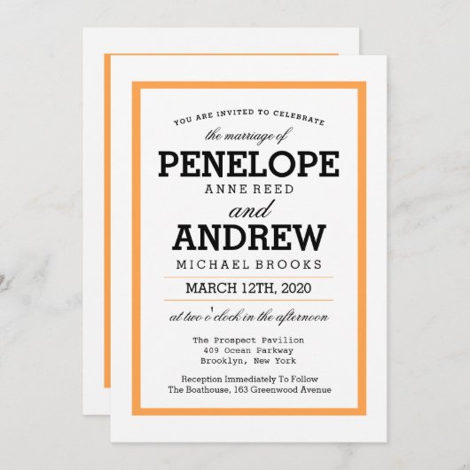 Typographie traditionnelle Invitations de mariage (Devant / Derrière)