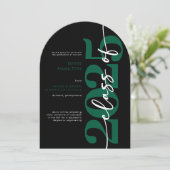 Typographie verte moderne Arch Grad Faire-part (Debout devant)