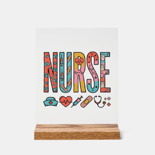 Typographie vintage d'infirmière icône médicale de