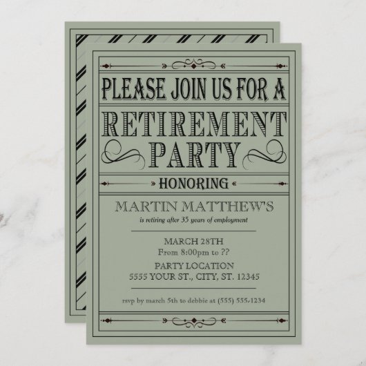 Typographie vintage, invitations de partie de (Devant / Derrière)