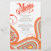 Typographie Vintage moderne Persimmon Mariage Menu (Devant)