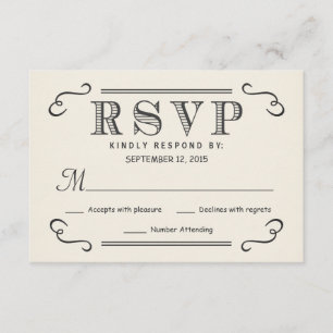 Typographie vintage Russe RSVP Mariage Réponse