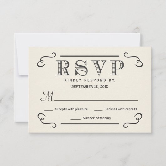 Typographie vintage Russe RSVP Mariage Réponse (Devant)