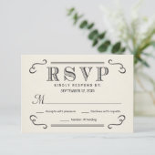 Typographie vintage Russe RSVP Mariage Réponse (Debout devant)