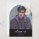 Typographie violette moderne Arch Grad Faire-part (Dos)