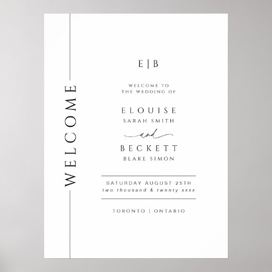Typography Black and White Wedding Welcome Poster (Devant)