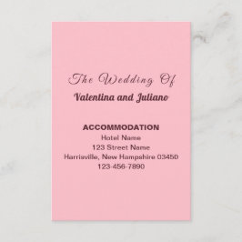 Typography Pink Wedding Accommodation Portrait Informatiekaartje