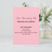 Typography Pink Wedding Gift Registry Portrait Informatiekaartje (Staand voorkant)