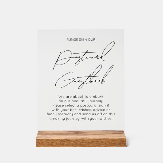 Typography postcard guest book wedding acrylic (Recto)