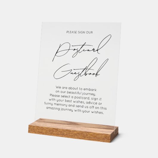 Typography postcard guest book wedding acrylic (Angle)
