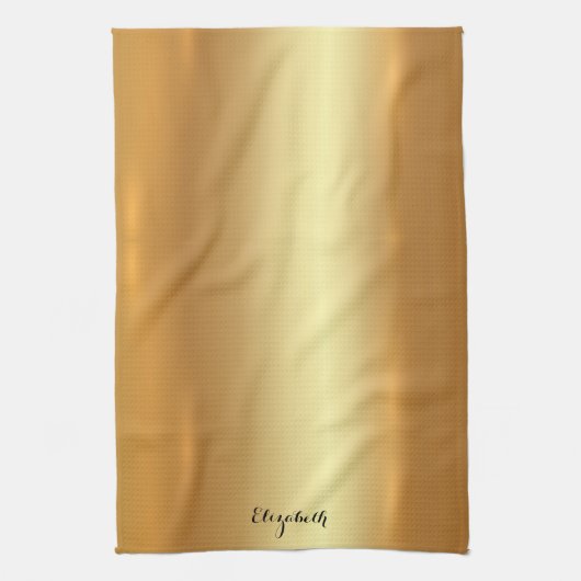 Typography Script Name Elegant Black And Gold Theedoek (Verticaal)