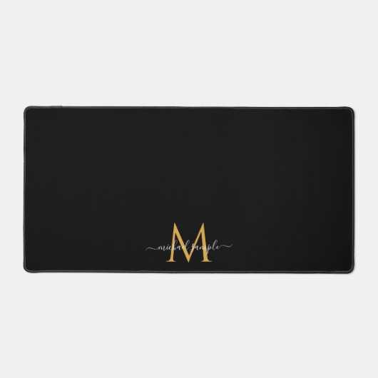 Typography Script Name Monogram Black Gold Chic (Recto)