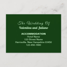 Typography Style Dark Green Wedding Accommodation Informatiekaartje