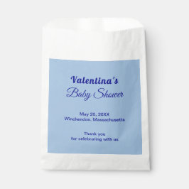 Typography Style Minimalist Light Blue Baby Shower Bedankzakje