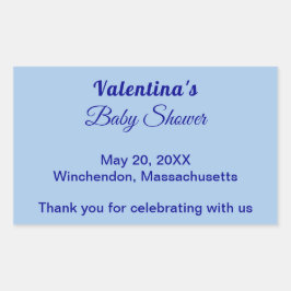 Typography Style Minimalist Light Blue Baby Shower Rechthoekige Sticker