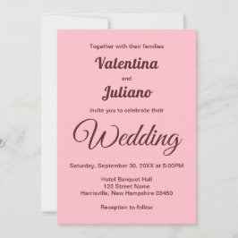 Typography Style Minimalist Pink Wedding Kaart