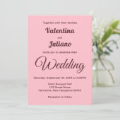 Typography Style Minimalist Pink Wedding Kaart (Staand voorkant)
