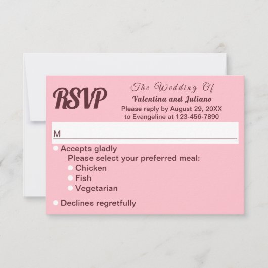 Typography Style Minimalist Pink Wedding RSVP (Voorkant)