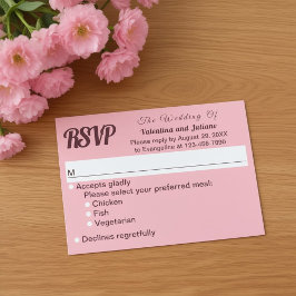 Typography Style Minimalist Pink Wedding RSVP Kaartje