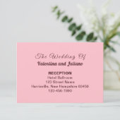 Typography Style Pink Wedding Reception Informatiekaartje (Staand voorkant)