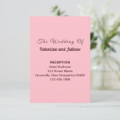 Typography Style Pink Wedding Reception Portrait Informatiekaartje (Staand voorkant)