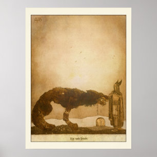Tyr en Fenrir door John Bauer Poster