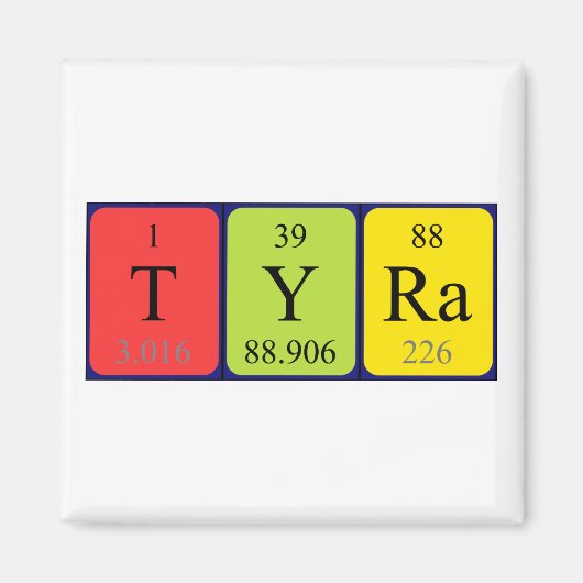 Tyra periodiek table name magnet magneet (Voorkant)