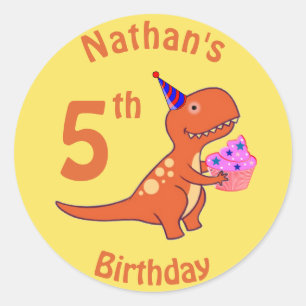 Tyrannosaurus Birthday Ronde Sticker