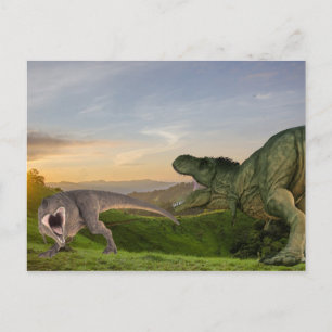 Tyrannosaurus dinosaurus gevecht briefkaart
