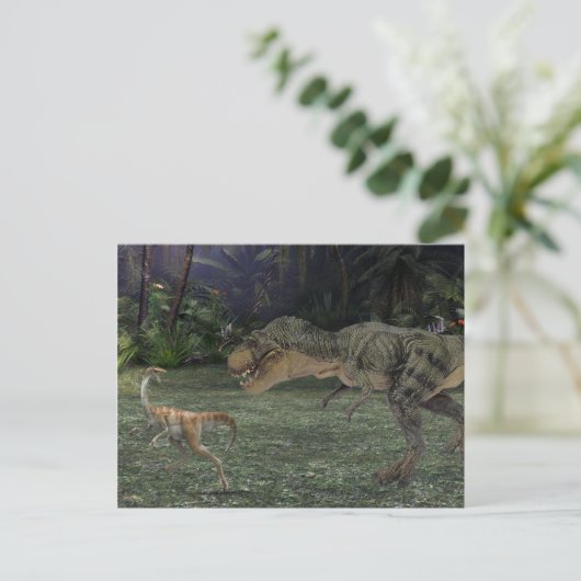 Tyrannosaurus-dinosauruslandschap Briefkaart (Staand voorkant)