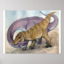 Tyrannosaurus en Alamosaurus Print