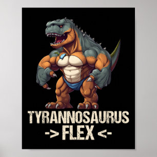 Tyrannosaurus Flex Fitness Gym Bodybuilding Grappi Poster
