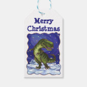 Tyrannosaurus kerstcadeautassen cadeaulabel (Voorkant)