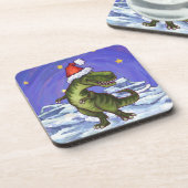 Tyrannosaurus Kerstmis Drankjes Onderzetter (Linkerzijde)