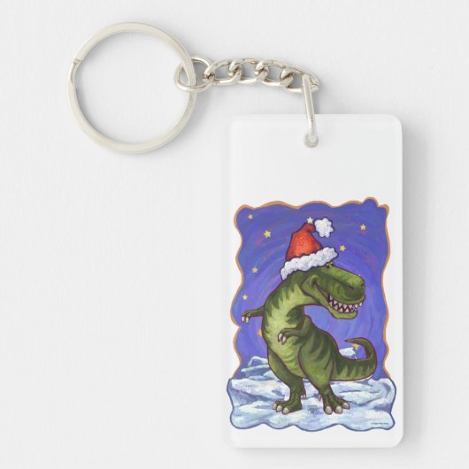 Tyrannosaurus Kerstmis Sleutelhanger (Voorkant)