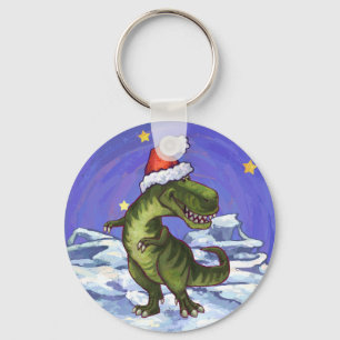 Tyrannosaurus Kerstmis Sleutelhanger