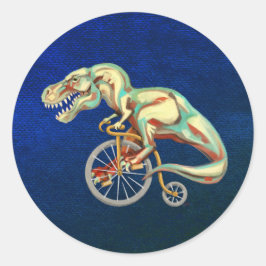 Tyrannosaurus op de fiets ronde sticker