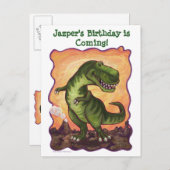 Tyrannosaurus Party Centre Aankondigingskaart (Voorkant / Achterkant)