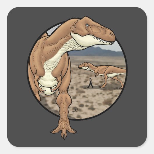 Tyrannosaurus rex #2 vierkante sticker (Voorkant)