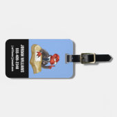 Tyrannosaurus rex baas zit aan een bureau. 2 bagagelabel (Voorkant horizontaal)