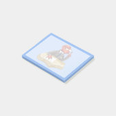 Tyrannosaurus rex baas zit aan een bureau. 2 post-it® notes (Schuin)