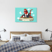 Tyrannosaurus rex baas zit aan een bureau. canvas afdruk (Insitu (Slaapkamer))