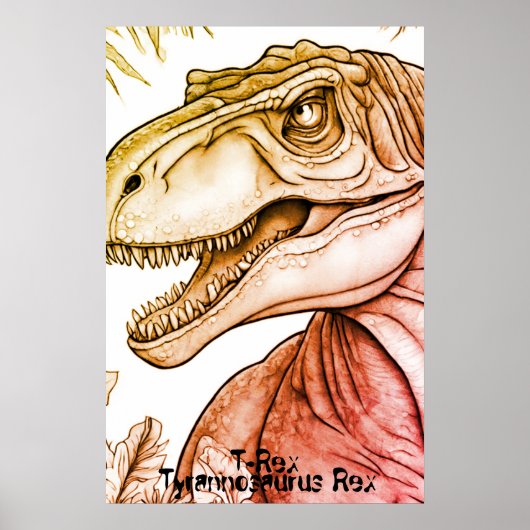 Tyrannosaurus Rex Dinosaur on Bedroom Wall Poster (Devant)