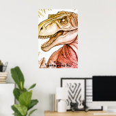 Tyrannosaurus Rex Dinosaur on Bedroom Wall Poster (Bureau à domicile)