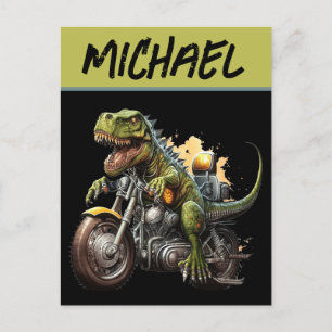 Tyrannosaurus Rex Dinosaur Riding Motorcycle Briefkaart