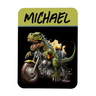 Tyrannosaurus Rex Dinosaur Riding Motorcycle Magneet