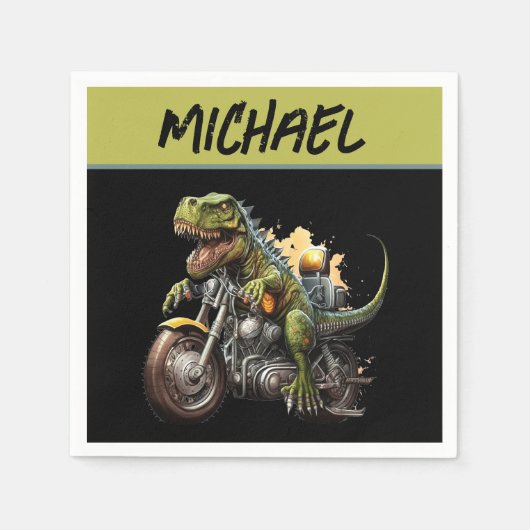Tyrannosaurus Rex Dinosaur Riding Motorcycle Servet (Voorkant)