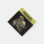 Tyrannosaurus Rex Dinosaur Riding Motorcycle Servet (Hoek)